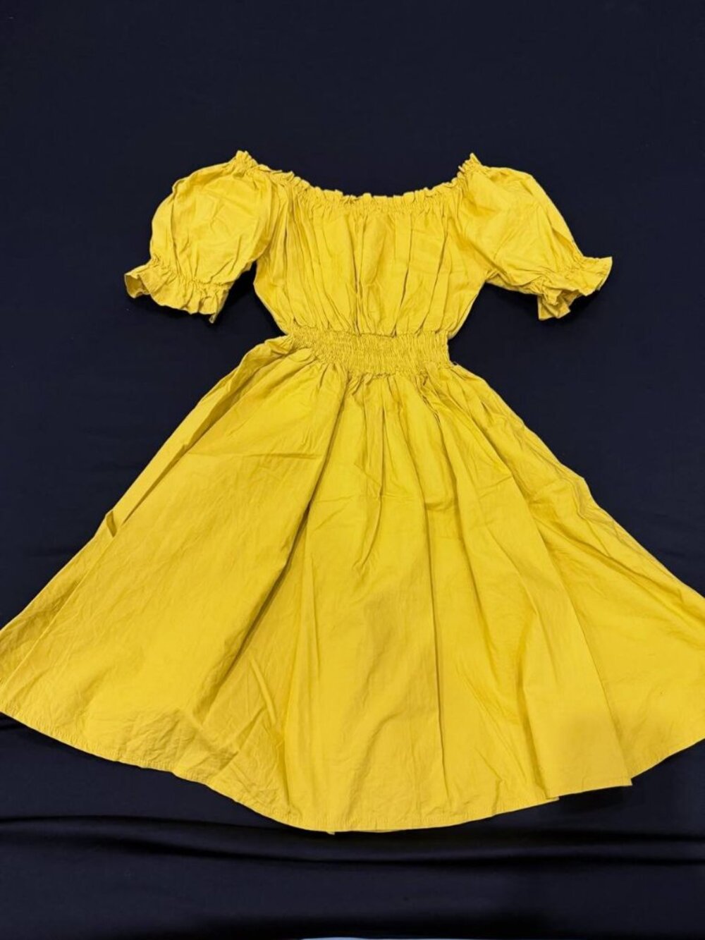 Yellow Puff Sleeve Midi Dress